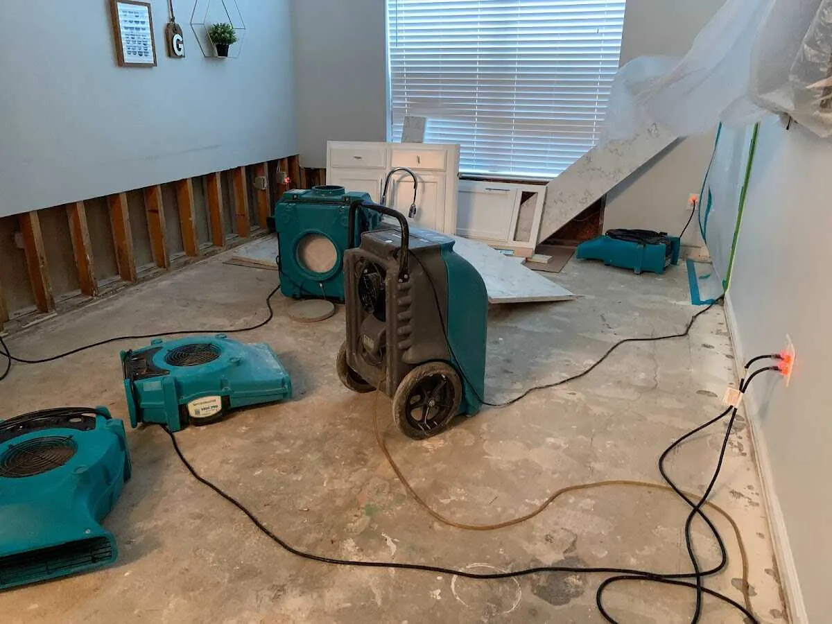Dehumidifier in flood-cut room for Water Extraction & Removal in Hughson